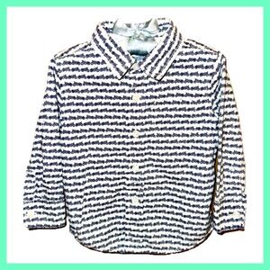 Navy and White Moped Scooter Gap Kids Toddler Button Up Shirt 💕🏍️